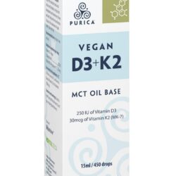 Purica Vegan Vitamin D3+K2, 15mL Dropper