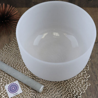 Frosted Quartz Tuned Crystal Singing Bowl, Crown Chakra, Note B
