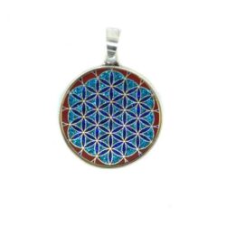 Flower of Life Pendant Red Coral Backing
