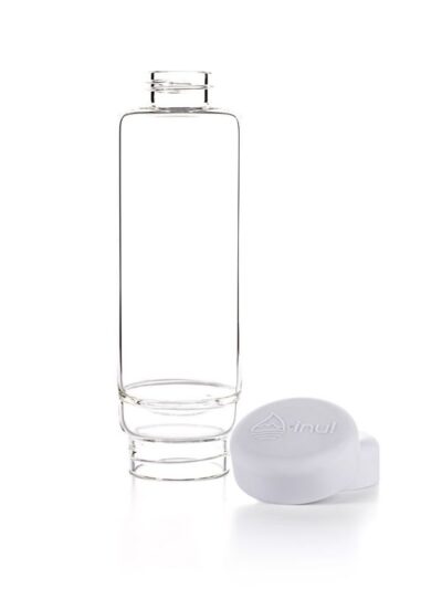 VitaJuwel INU! Glass Crystal Water Bottle, Cloud White